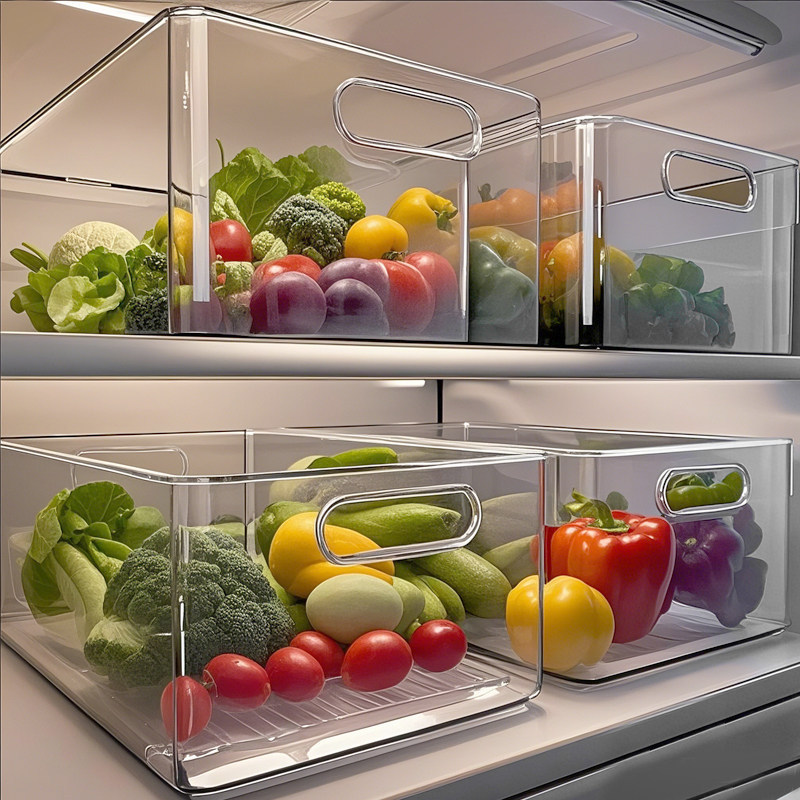 Clear plastic fridge food storage box