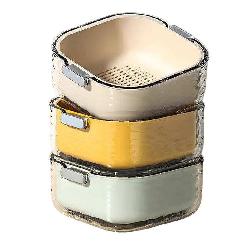 Double‑layer Square Fruit Vegetable Colander