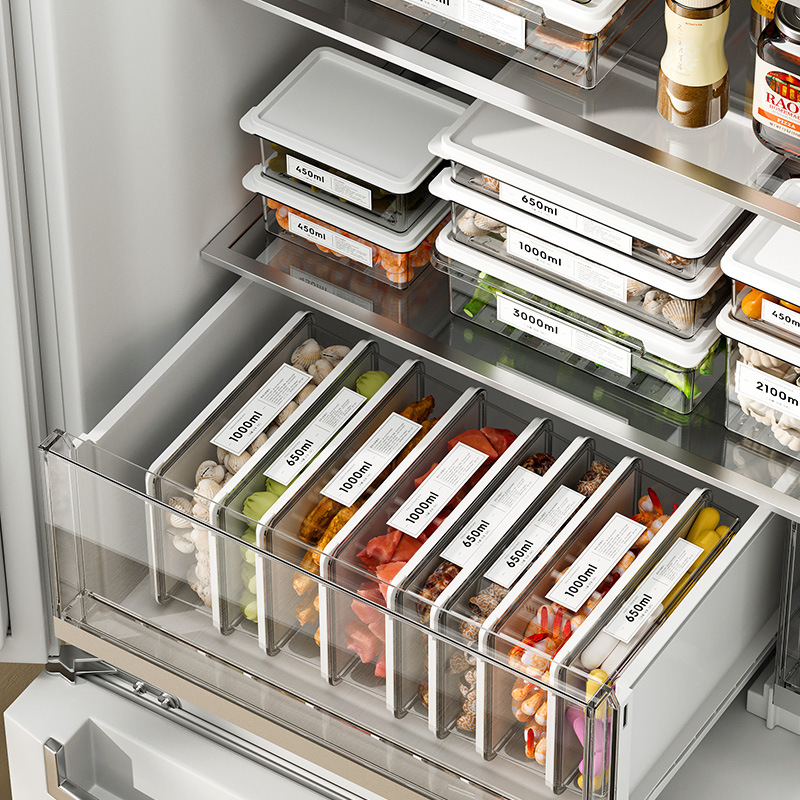 Fridge Organiser Storage Box,Stackable Freezer Food Container,BPA‑Free Space‑Saving Kitchen Drawer Organizer
