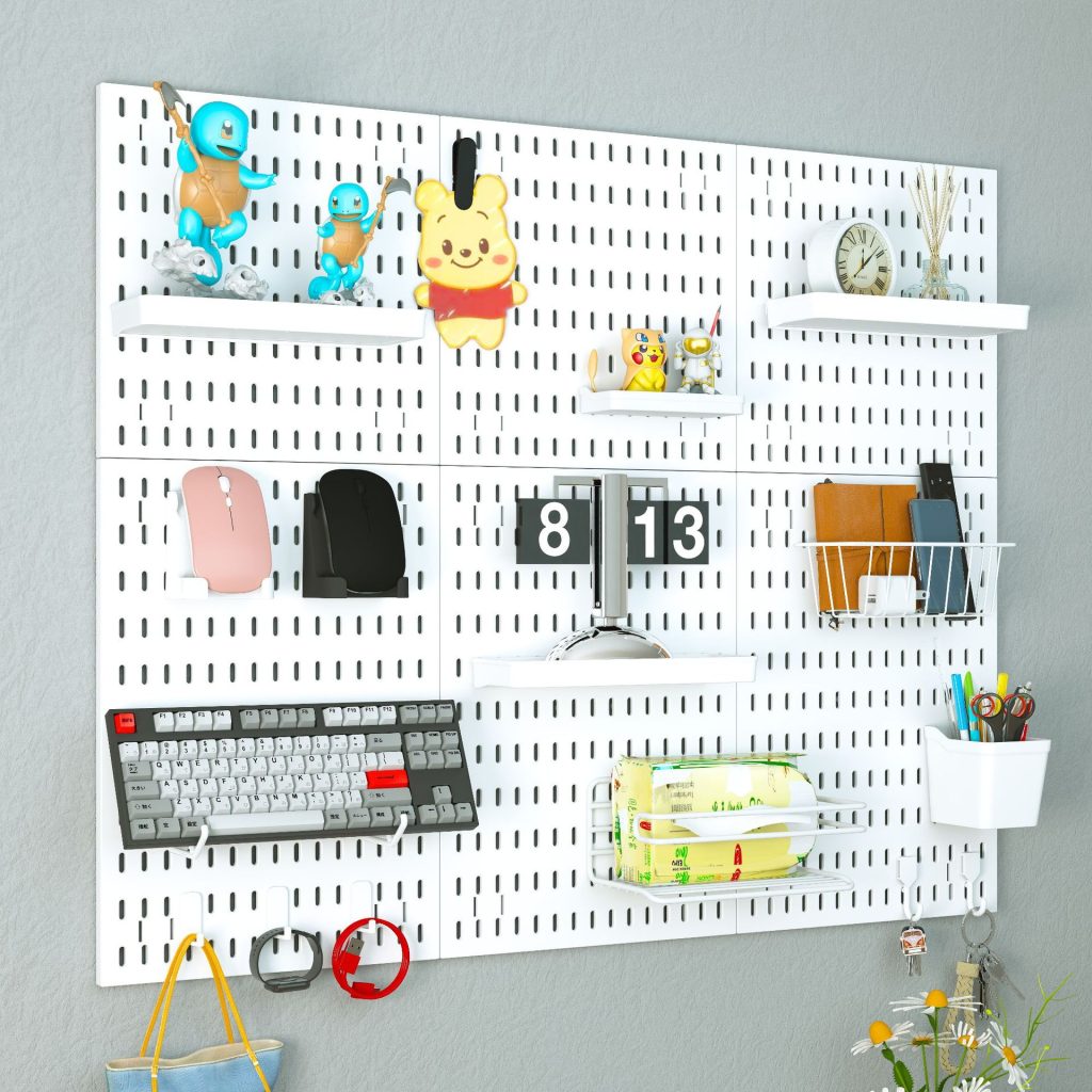 No‑Drill Pegboard DIY Wall Display Storage Rack