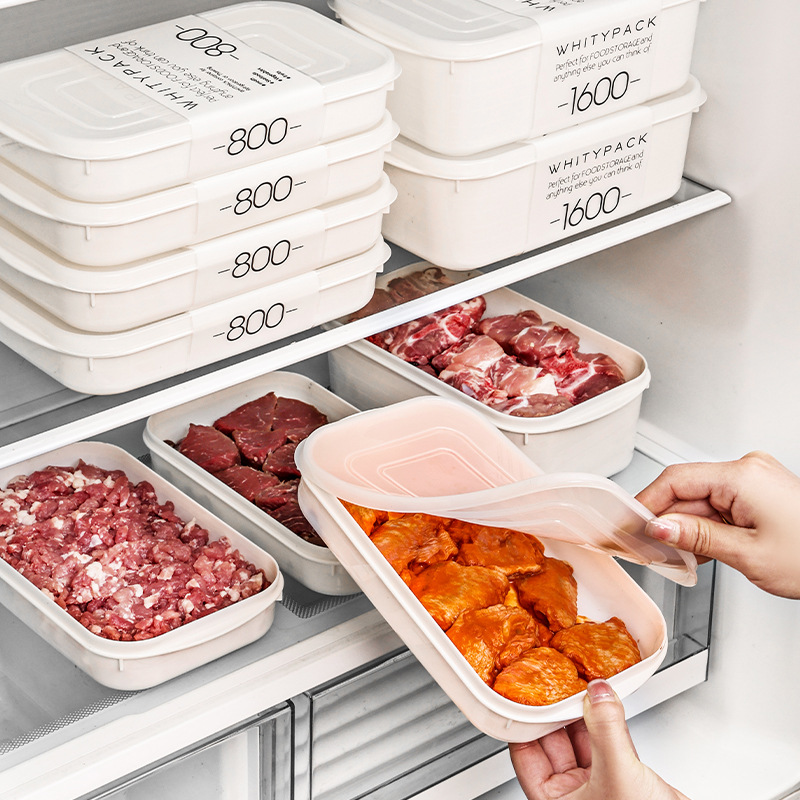 Labeled Freezer Storage Box,BPA‑Free Stackable Fridge Food Container With Capacity Mark,Kitchen Meal‑Prep Organiser