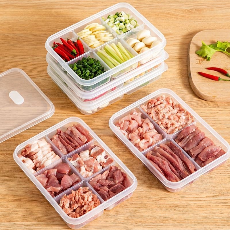 6‑Grid Freezer Meat Portion Storage Box,BPA‑Free Stackable Fridge Food Container,Kitchen Space‑Saving Organiser