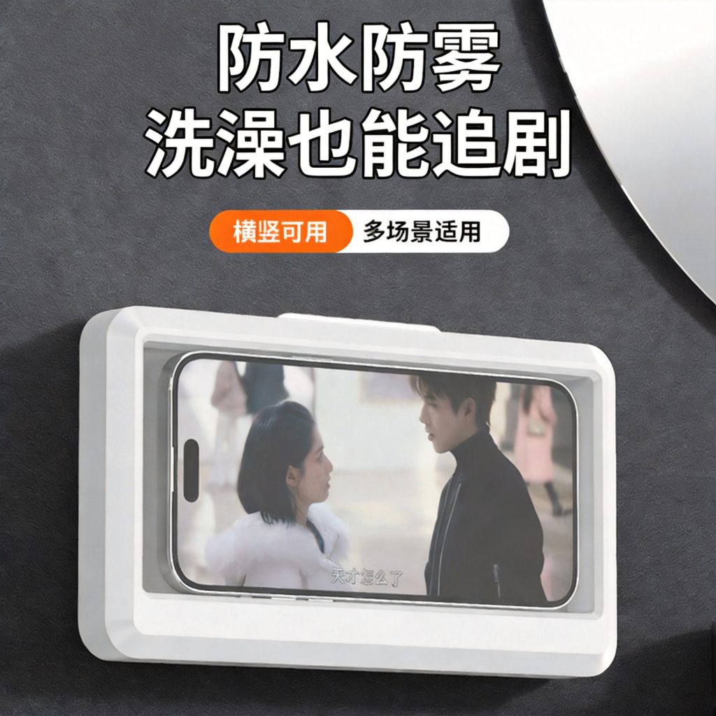 360° Rotatable Waterproof Shower Phone Holder, Telescopic Wall‑Mount Phone Case