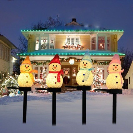 Solar Snowman Stake Lights, Christmas Outdoor Garden Decor Lamp