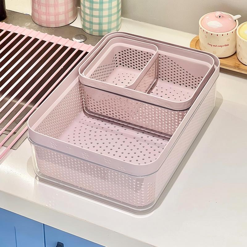 Double‑Layer Kitchen Draining Basket, Fruit Vegetable Washing Strainer