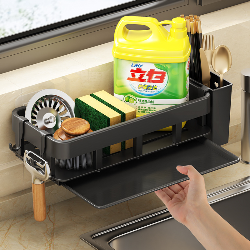 No‑Drill Kitchen Sink Storage Drying Rack