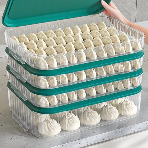4-Tier Dumpling & Steamed Bun Storage Box, Special for Refrigerator Freezer