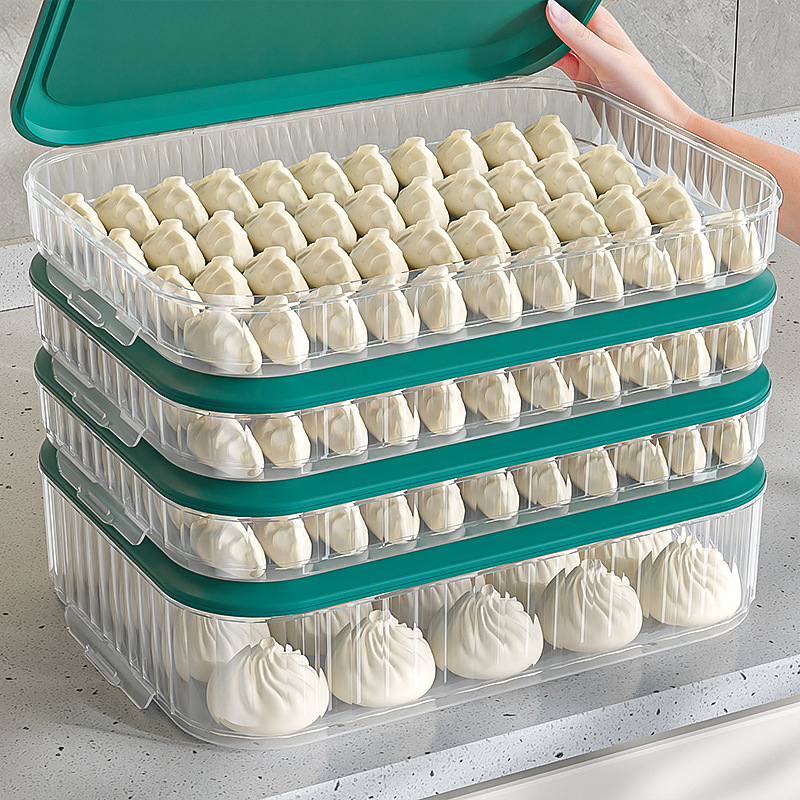 4-Tier Dumpling & Steamed Bun Storage Box, Special for Refrigerator Freezer