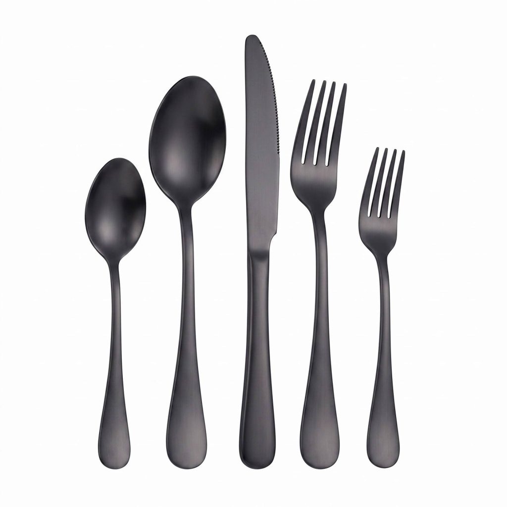 1010 Stainless Steel Black Cutlery Set, 5Pcs Western Steak Tableware